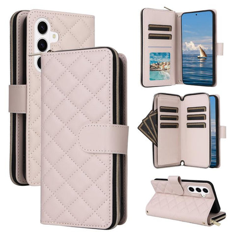 Crossbody Rhombic Zipper Tower Buckle Leather Phone Case with Lanyard, For Samsung Galaxy S26+ 5G, For Samsung Galaxy S26 Ultra 5G, For Samsung Galaxy S26 5G, For Samsung Galaxy S25 FE 5G, For Samsung Galaxy S25 Edge 5G, For Samsung Galaxy S25 5G      ...