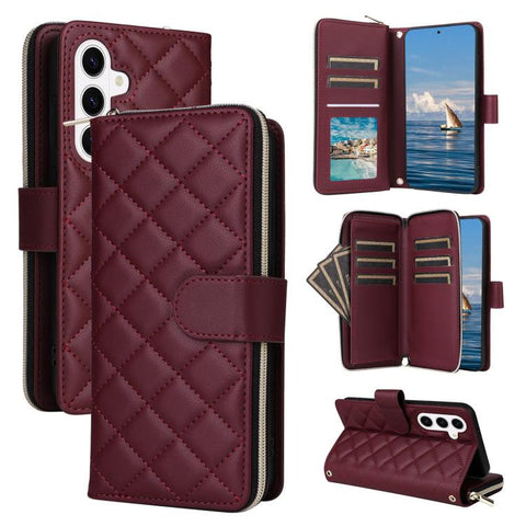 Crossbody Rhombic Zipper Tower Buckle Leather Phone Case with Lanyard, For Samsung Galaxy S26+ 5G, For Samsung Galaxy S26 Ultra 5G, For Samsung Galaxy S26 5G, For Samsung Galaxy S25 FE 5G, For Samsung Galaxy S25 Edge 5G, For Samsung Galaxy S25 5G      ...
