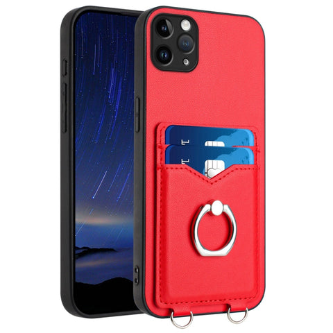 R20 Ring Card Holder Phone Case, For iPhone 13 mini, For iPhone 12, For iPhone 12 Pro Max, For iPhone 12 Pro, For iPhone 12 mini, For iPhone 11 Pro Max, For iPhone 11, For iPhone 11 Pro