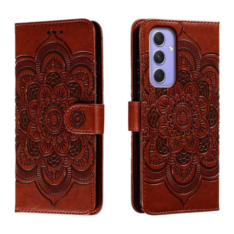 Sun Mandala Embossing Pattern Phone Leather Case, For Samsung Galaxy A55 5G, For Samsung Galaxy A35 5G, For Samsung Galaxy A05