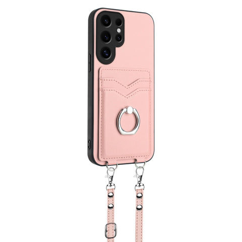 R20 Crossbody Rope Ring Card Holder Phone Case, For Samsung Galaxy S24 Ultra 5G, For Samsung Galaxy S24+ 5G, For Samsung Galaxy S24 5G, For Samsung Galaxy S23 FE 5G, For Samsung Galaxy S23 Ultra 5G, For Samsung Galaxy S23+ 5G, For Samsung Galaxy S23 5G...