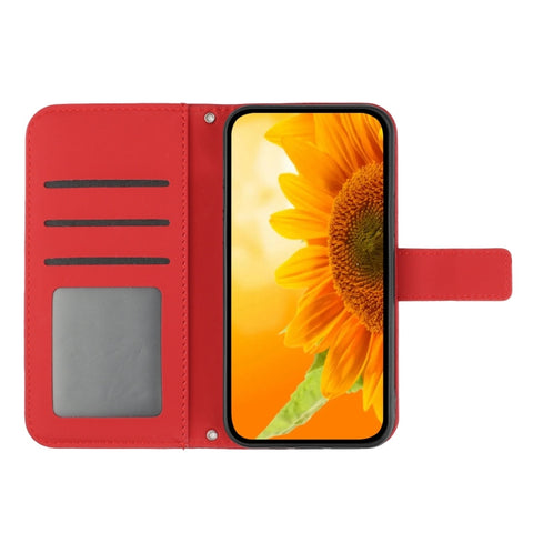 Skin Feel Sun Flower Embossed Flip Leather Phone Case with Lanyard, For Samsung Galaxy S25+ 5G, For Samsung Galaxy S25 Ultra 5G, For Samsung Galaxy S24 FE