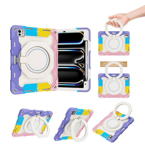 Armor Portable Rotating Ring Holder Silicone Tablet Case with Pen Slot, For iPad Air 13 2024 / 2025 / 2026, For iPad Air 11 2024 / 2025 / 2026, For iPad Pro 13 2025 / 2024, For iPad Pro 11 2025 / 2024, For iPad mini 6 / mini 2024, For iPad 2022        ...