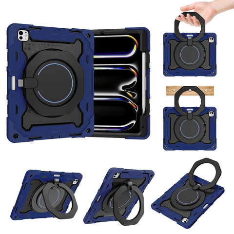 Armor Portable Rotating Ring Holder Silicone Tablet Case with Pen Slot, For iPad Air 13 2024 / 2025 / 2026, For iPad Air 11 2024 / 2025 / 2026, For iPad Pro 13 2025 / 2024, For iPad Pro 11 2025 / 2024, For iPad mini 6 / mini 2024, For iPad 2022        ...