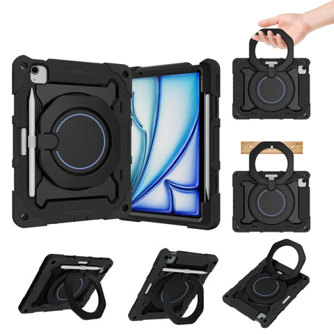 Armor Portable Rotating Ring Holder Silicone Tablet Case with Pen Slot, For iPad Air 13 2024 / 2025 / 2026, For iPad Air 11 2024 / 2025 / 2026, For iPad Pro 13 2025 / 2024, For iPad Pro 11 2025 / 2024, For iPad mini 6 / mini 2024, For iPad 2022        ...