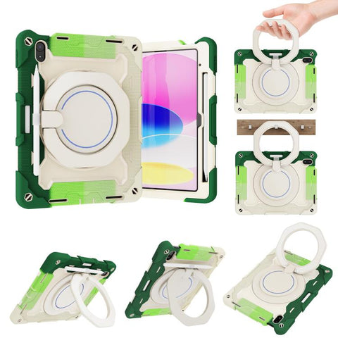 Armor Portable Rotating Ring Holder Silicone Tablet Case with Pen Slot, For iPad Air 13 2024 / 2025 / 2026, For iPad Air 11 2024 / 2025 / 2026, For iPad Pro 13 2025 / 2024, For iPad Pro 11 2025 / 2024, For iPad mini 6 / mini 2024, For iPad 2022        ...