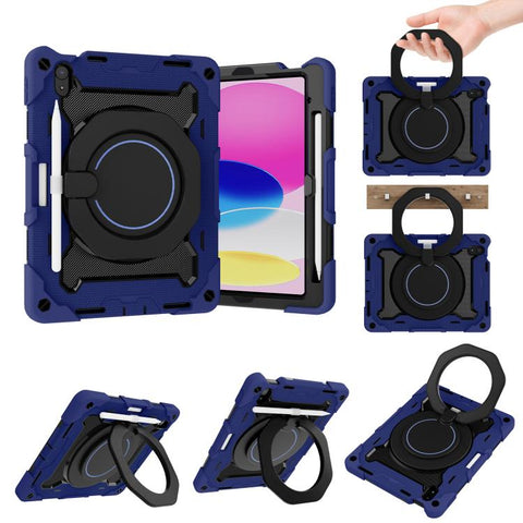 Armor Portable Rotating Ring Holder Silicone Tablet Case with Pen Slot, For iPad Air 13 2024 / 2025 / 2026, For iPad Air 11 2024 / 2025 / 2026, For iPad Pro 13 2025 / 2024, For iPad Pro 11 2025 / 2024, For iPad mini 6 / mini 2024, For iPad 2022        ...