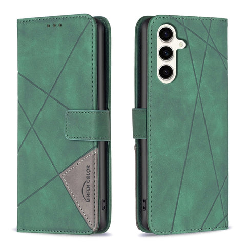 Magnetic Buckle Rhombus Texture Leather Phone Case, For Samsung Galaxy S25 Ultra 5G, For Samsung Galaxy S24 FE 5G