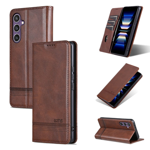 AZNS Magnetic Calf Texture Flip Leather Phone Case, For Samsung Galaxy S25 Ultra 5G, For Samsung Galaxy S24 FE 5G