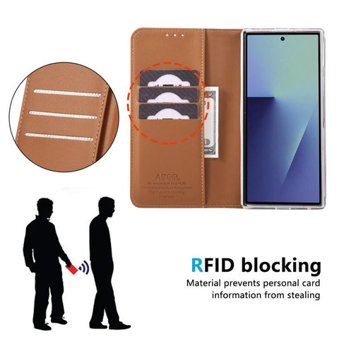 ABEEL RFID Magnetic Flip Leather Phone Case, For Galaxy Z Fold8 Ultra 5G, For Samsung Galaxy Z Fold6, For Samsung Galaxy Z Fold5