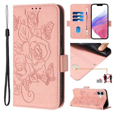 Embossed Rose RFID Anti-theft Leather Phone Case, For iPhone 18 Pro / 17 Pro, For iPhone 18 Pro Max / 17 Pro Max, For iPhone 17, For iPhone Air, For iPhone SE 2024, For iPhone 16 Pro Max, For iPhone 16 Pro, For iPhone 16 Plus