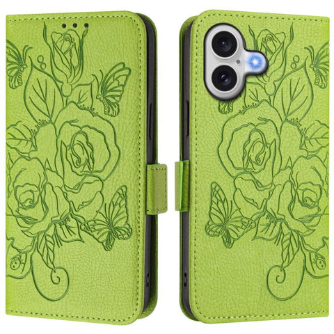 Embossed Rose RFID Anti-theft Leather Phone Case, For iPhone 18 Pro / 17 Pro, For iPhone 18 Pro Max / 17 Pro Max, For iPhone 17, For iPhone Air, For iPhone SE 2024, For iPhone 16 Pro Max, For iPhone 16 Pro, For iPhone 16 Plus