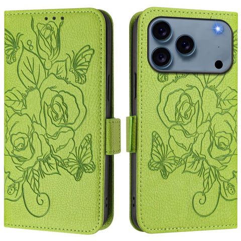 Embossed Rose RFID Anti-theft Leather Phone Case, For iPhone 18 Pro / 17 Pro, For iPhone 18 Pro Max / 17 Pro Max, For iPhone 17, For iPhone Air, For iPhone SE 2024, For iPhone 16 Pro Max, For iPhone 16 Pro, For iPhone 16 Plus