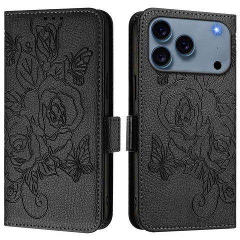 Embossed Rose RFID Anti-theft Leather Phone Case, For iPhone 18 Pro / 17 Pro, For iPhone 18 Pro Max / 17 Pro Max, For iPhone 17, For iPhone Air, For iPhone SE 2024, For iPhone 16 Pro Max, For iPhone 16 Pro, For iPhone 16 Plus