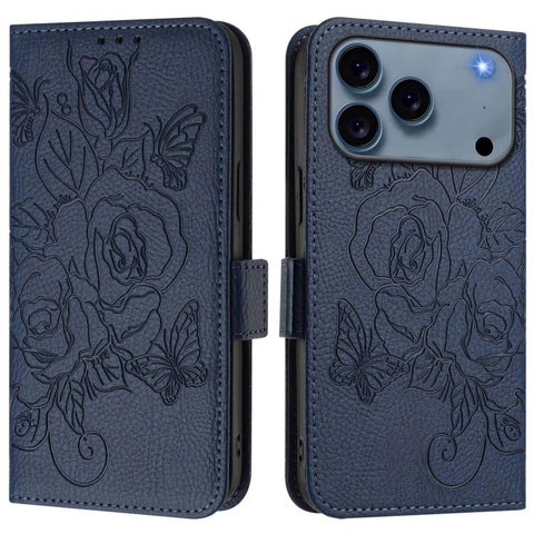 Embossed Rose RFID Anti-theft Leather Phone Case, For iPhone 18 Pro / 17 Pro, For iPhone 18 Pro Max / 17 Pro Max, For iPhone 17, For iPhone Air, For iPhone SE 2024, For iPhone 16 Pro Max, For iPhone 16 Pro, For iPhone 16 Plus