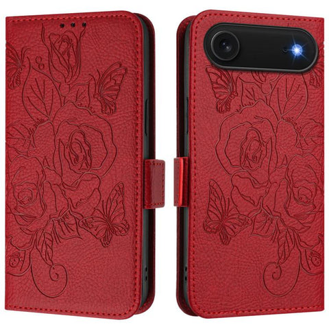 Embossed Rose RFID Anti-theft Leather Phone Case, For iPhone 18 Pro / 17 Pro, For iPhone 18 Pro Max / 17 Pro Max, For iPhone 17, For iPhone Air, For iPhone SE 2024, For iPhone 16 Pro Max, For iPhone 16 Pro, For iPhone 16 Plus