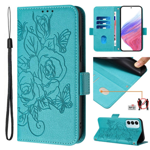Embossed Rose RFID Anti-theft Leather Phone Case, For Samsung Galaxy M34 5G / F34 5G, For Samsung Galaxy M54 5G Global / F54 5G, For Samsung Galaxy M14 5G Global, For Samsung Galaxy Xcover6 Pro, For Samsung Galaxy M53 5G, For Samsung Galaxy M33 5G Glob...