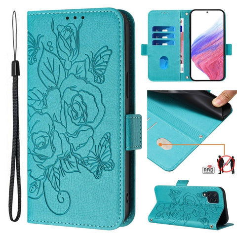 Embossed Rose RFID Anti-theft Leather Phone Case, For Samsung Galaxy M34 5G / F34 5G, For Samsung Galaxy M54 5G Global / F54 5G, For Samsung Galaxy M14 5G Global, For Samsung Galaxy Xcover6 Pro, For Samsung Galaxy M53 5G, For Samsung Galaxy M33 5G Glob...