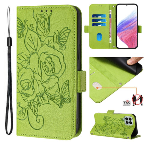 Embossed Rose RFID Anti-theft Leather Phone Case, For Samsung Galaxy M34 5G / F34 5G, For Samsung Galaxy M54 5G Global / F54 5G, For Samsung Galaxy M14 5G Global, For Samsung Galaxy Xcover6 Pro, For Samsung Galaxy M53 5G, For Samsung Galaxy M33 5G Glob...