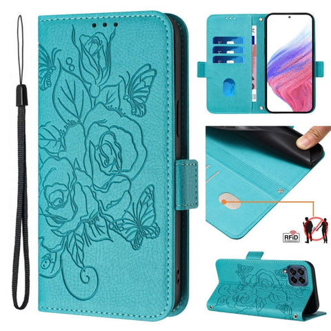 Embossed Rose RFID Anti-theft Leather Phone Case, For Samsung Galaxy M34 5G / F34 5G, For Samsung Galaxy M54 5G Global / F54 5G, For Samsung Galaxy M14 5G Global, For Samsung Galaxy Xcover6 Pro, For Samsung Galaxy M53 5G, For Samsung Galaxy M33 5G Glob...