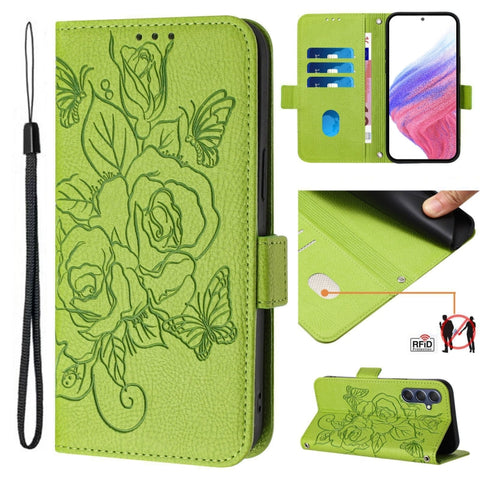 Embossed Rose RFID Anti-theft Leather Phone Case, For Samsung Galaxy M34 5G / F34 5G, For Samsung Galaxy M54 5G Global / F54 5G, For Samsung Galaxy M14 5G Global, For Samsung Galaxy Xcover6 Pro, For Samsung Galaxy M53 5G, For Samsung Galaxy M33 5G Glob...