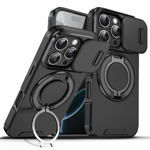 Sliding Camshield Ring Holder Phone Case, For iPhone 17e / 16e, For iPhone 16 Pro Max, For iPhone 16 Pro, For iPhone 16 Plus, For iPhone 16, For iPhone 15 Pro Max