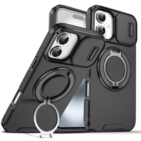 Sliding Camshield Ring Holder Phone Case, For iPhone 17e / 16e, For iPhone 16 Pro Max, For iPhone 16 Pro, For iPhone 16 Plus, For iPhone 16, For iPhone 15 Pro Max