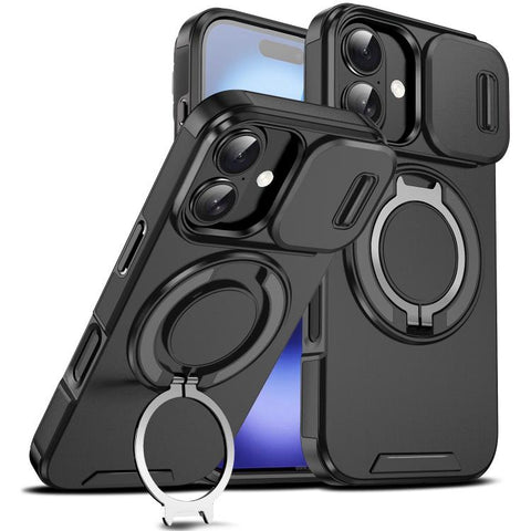 Sliding Camshield Ring Holder Phone Case, For iPhone 17e / 16e, For iPhone 16 Pro Max, For iPhone 16 Pro, For iPhone 16 Plus, For iPhone 16, For iPhone 15 Pro Max