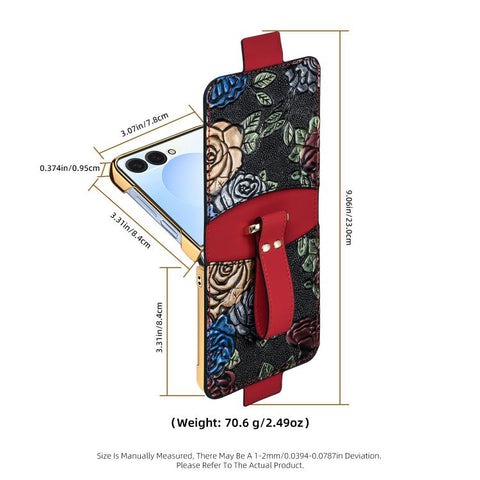 VIETAO Integrated Embossed Pattern Full Coverage Phone Case with Wrist Strap, For Galaxy Z Flip8 5G, For Samsung Galaxy Z Flip7, For Samsung Galaxy Z Flip6, For Samsung Galaxy Z Flip5