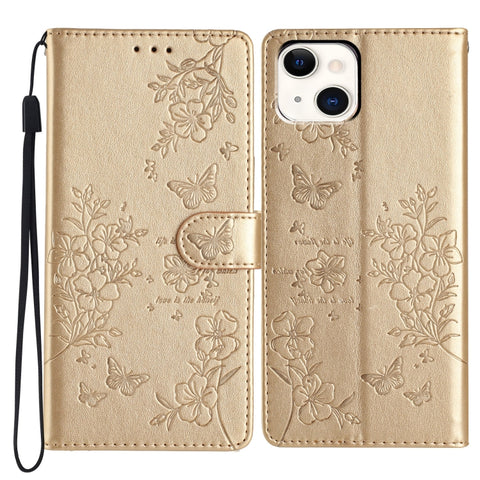 Butterflies and Flowers Leather Phone Case, For iPhone 15 Pro, For iPhone 15 Plus, For iPhone 15, For iPhone 14 Plus, For iPhone 14, For iPhone 14 Pro, For iPhone 14 Pro Max, For iPhone SE 2022 / SE 2020