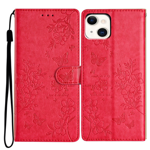 Butterflies and Flowers Leather Phone Case, For iPhone 15 Pro, For iPhone 15 Plus, For iPhone 15, For iPhone 14 Plus, For iPhone 14, For iPhone 14 Pro, For iPhone 14 Pro Max, For iPhone SE 2022 / SE 2020