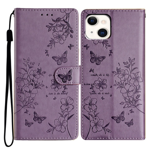 Butterflies and Flowers Leather Phone Case, For iPhone 15 Pro, For iPhone 15 Plus, For iPhone 15, For iPhone 14 Plus, For iPhone 14, For iPhone 14 Pro, For iPhone 14 Pro Max, For iPhone SE 2022 / SE 2020