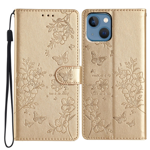 Butterflies and Flowers Leather Phone Case, For iPhone 15 Pro, For iPhone 15 Plus, For iPhone 15, For iPhone 14 Plus, For iPhone 14, For iPhone 14 Pro, For iPhone 14 Pro Max, For iPhone SE 2022 / SE 2020