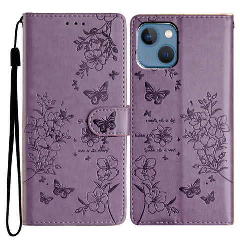 Butterflies and Flowers Leather Phone Case, For iPhone 15 Pro, For iPhone 15 Plus, For iPhone 15, For iPhone 14 Plus, For iPhone 14, For iPhone 14 Pro, For iPhone 14 Pro Max, For iPhone SE 2022 / SE 2020