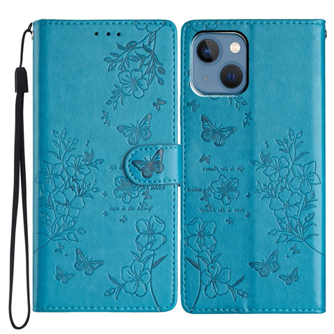 Butterflies and Flowers Leather Phone Case, For iPhone 15 Pro, For iPhone 15 Plus, For iPhone 15, For iPhone 14 Plus, For iPhone 14, For iPhone 14 Pro, For iPhone 14 Pro Max, For iPhone SE 2022 / SE 2020