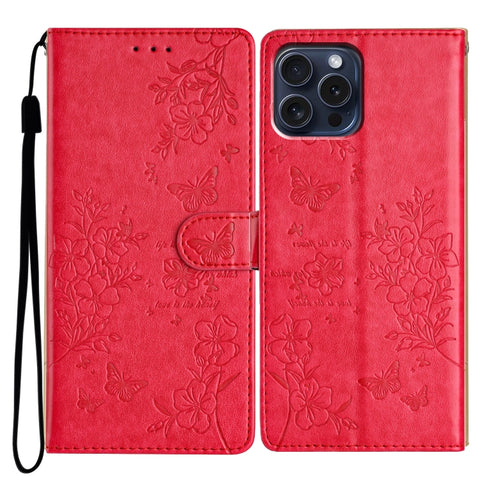 Butterflies and Flowers Leather Phone Case, For iPhone 15 Pro, For iPhone 15 Plus, For iPhone 15, For iPhone 14 Plus, For iPhone 14, For iPhone 14 Pro, For iPhone 14 Pro Max, For iPhone SE 2022 / SE 2020