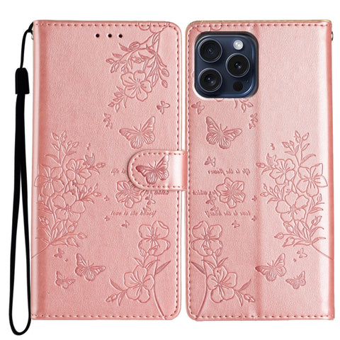 Butterflies and Flowers Leather Phone Case, For iPhone 15 Pro, For iPhone 15 Plus, For iPhone 15, For iPhone 14 Plus, For iPhone 14, For iPhone 14 Pro, For iPhone 14 Pro Max, For iPhone SE 2022 / SE 2020
