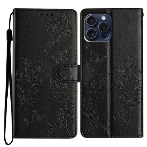 Butterflies and Flowers Leather Phone Case, For iPhone 15 Pro, For iPhone 15 Plus, For iPhone 15, For iPhone 14 Plus, For iPhone 14, For iPhone 14 Pro, For iPhone 14 Pro Max, For iPhone SE 2022 / SE 2020