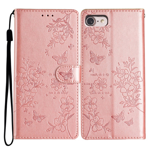 Butterflies and Flowers Leather Phone Case, For iPhone 15 Pro, For iPhone 15 Plus, For iPhone 15, For iPhone 14 Plus, For iPhone 14, For iPhone 14 Pro, For iPhone 14 Pro Max, For iPhone SE 2022 / SE 2020