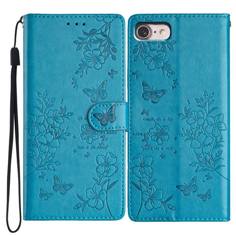 Butterflies and Flowers Leather Phone Case, For iPhone 15 Pro, For iPhone 15 Plus, For iPhone 15, For iPhone 14 Plus, For iPhone 14, For iPhone 14 Pro, For iPhone 14 Pro Max, For iPhone SE 2022 / SE 2020