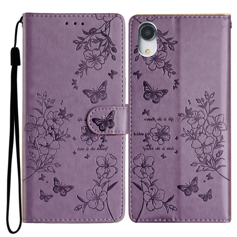 Butterflies and Flowers Leather Phone Case, For iPhone 11, For iPhone 11 Pro, For iPhone XS / X, For iPhone XR, For iPhone XS Max, For iPhone 8 Plus / 7 Plus