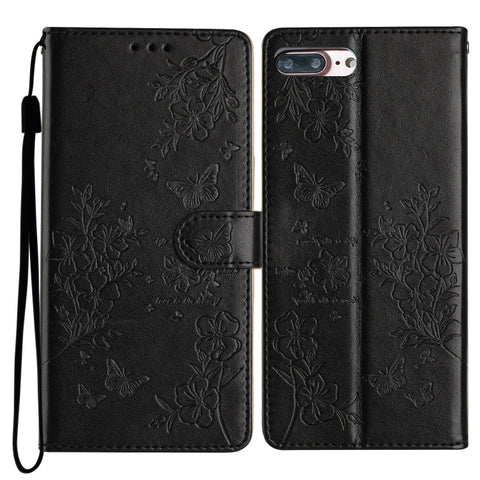 Butterflies and Flowers Leather Phone Case, For iPhone 11, For iPhone 11 Pro, For iPhone XS / X, For iPhone XR, For iPhone XS Max, For iPhone 8 Plus / 7 Plus