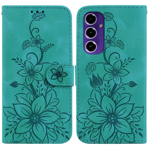 Lily Embossed Leather Phone Case, For Samsung Galaxy S25+ 5G, For Samsung Galaxy S25 Ultra 5G, For Samsung Galaxy S24 FE 5G