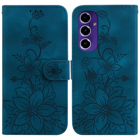 Lily Embossed Leather Phone Case, For Samsung Galaxy S25+ 5G, For Samsung Galaxy S25 Ultra 5G, For Samsung Galaxy S24 FE 5G
