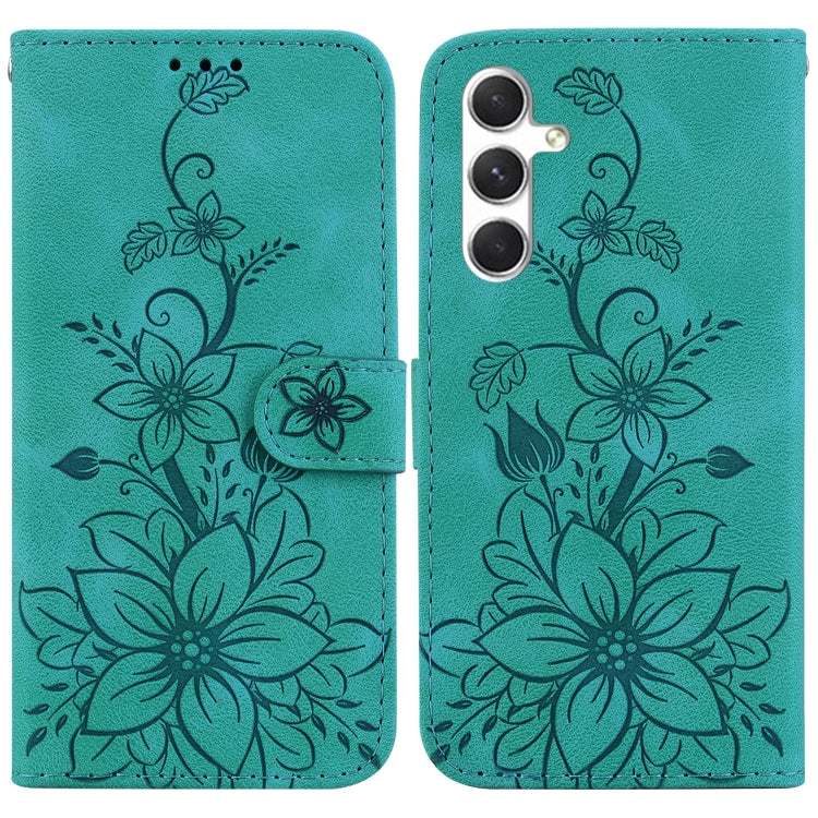 Lily Embossed Leather Phone Case, For Samsung Galaxy S25+ 5G, For Samsung Galaxy S25 Ultra 5G, For Samsung Galaxy S24 FE 5G