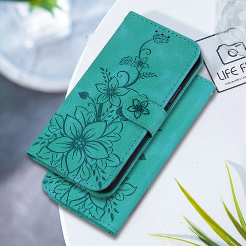 Lily Embossed Leather Phone Case, For Samsung Galaxy S25+ 5G, For Samsung Galaxy S25 Ultra 5G, For Samsung Galaxy S24 FE 5G