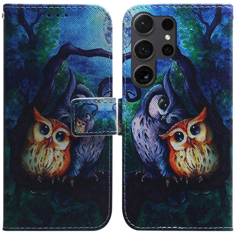 Coloured Drawing Flip Leather Phone Case, For Samsung Galaxy S25 Ultra 5G, For Samsung Galaxy S24 FE 5G