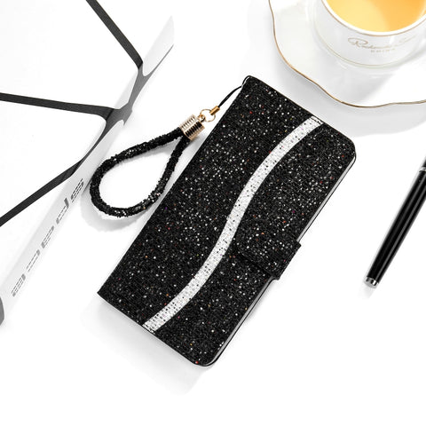 Glitter Powder Horizontal Flip Leather Case with Card Slots & Holder & Lanyard, For Samsung Galaxy A21s, For Samsung Galaxy Note 20, For Samsung Galaxy Note 20 Ultra