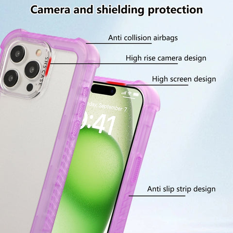 Transparent Matte TPU Hybrid PC 3-in-1 Phone Case, For iPhone 14 Plus, For iPhone 14, For iPhone 14 Pro, For iPhone 14 Pro Max, For iPhone 13