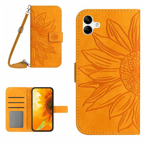Skin Feel Sun Flower Embossed Flip Leather Phone Case with Lanyard, For Samsung Galaxy A36 5G, For Samsung Galaxy A16 5G, For Samsung Galaxy A06 4G